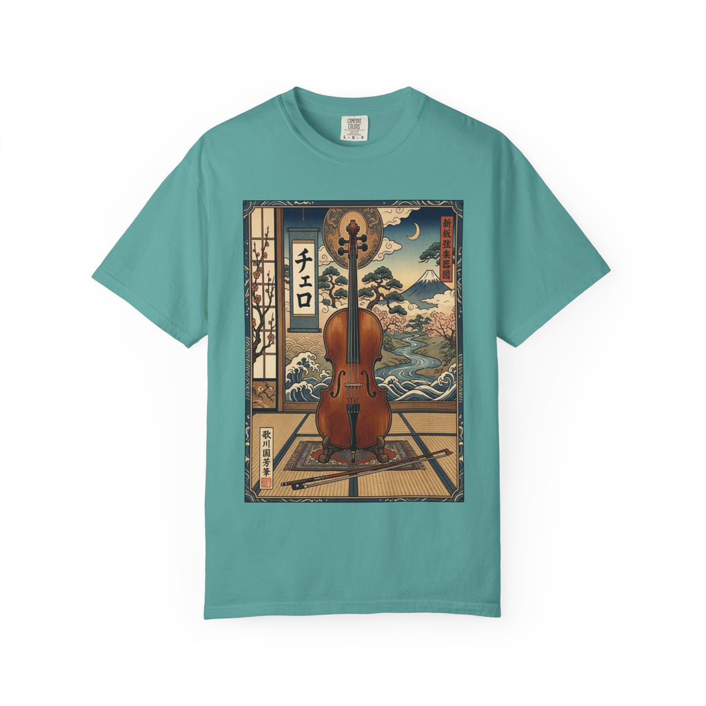 Ukiyo-e Cello Art T-Shirt - Japanese Woodblock Style