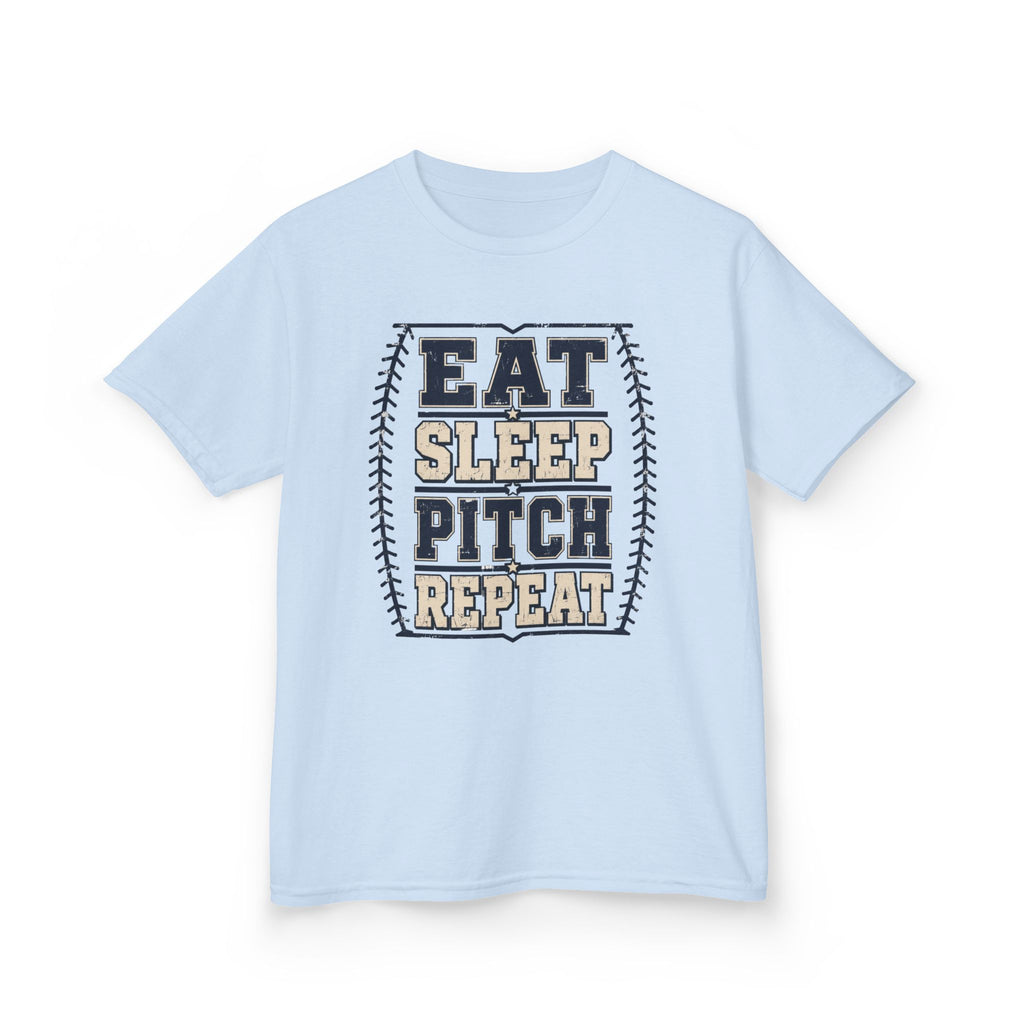 Kids Tee — "Eat Sleep Pitch Repeat" Baseball Shirt