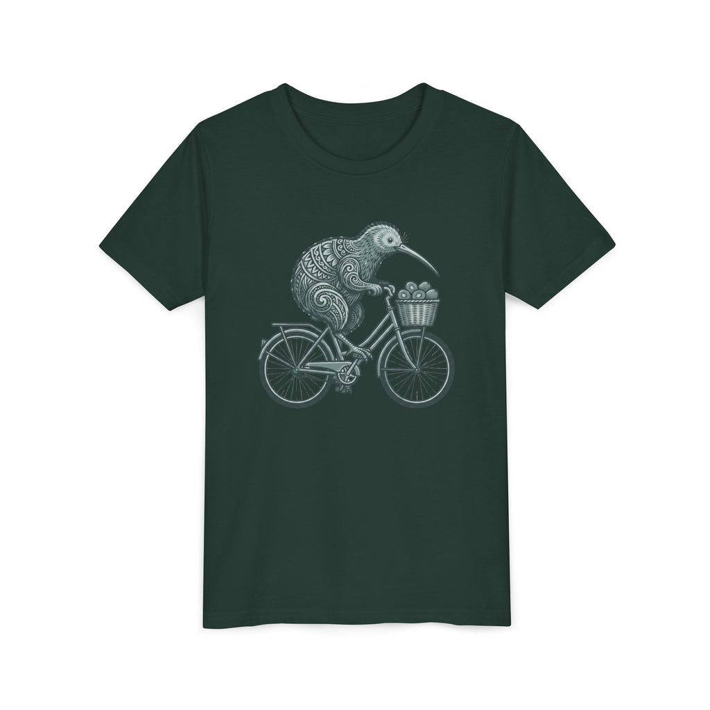 Kids Kiwi Bird Bicycle T‑Shirt – Cute Animal Cycling Graphic Tee for Children
