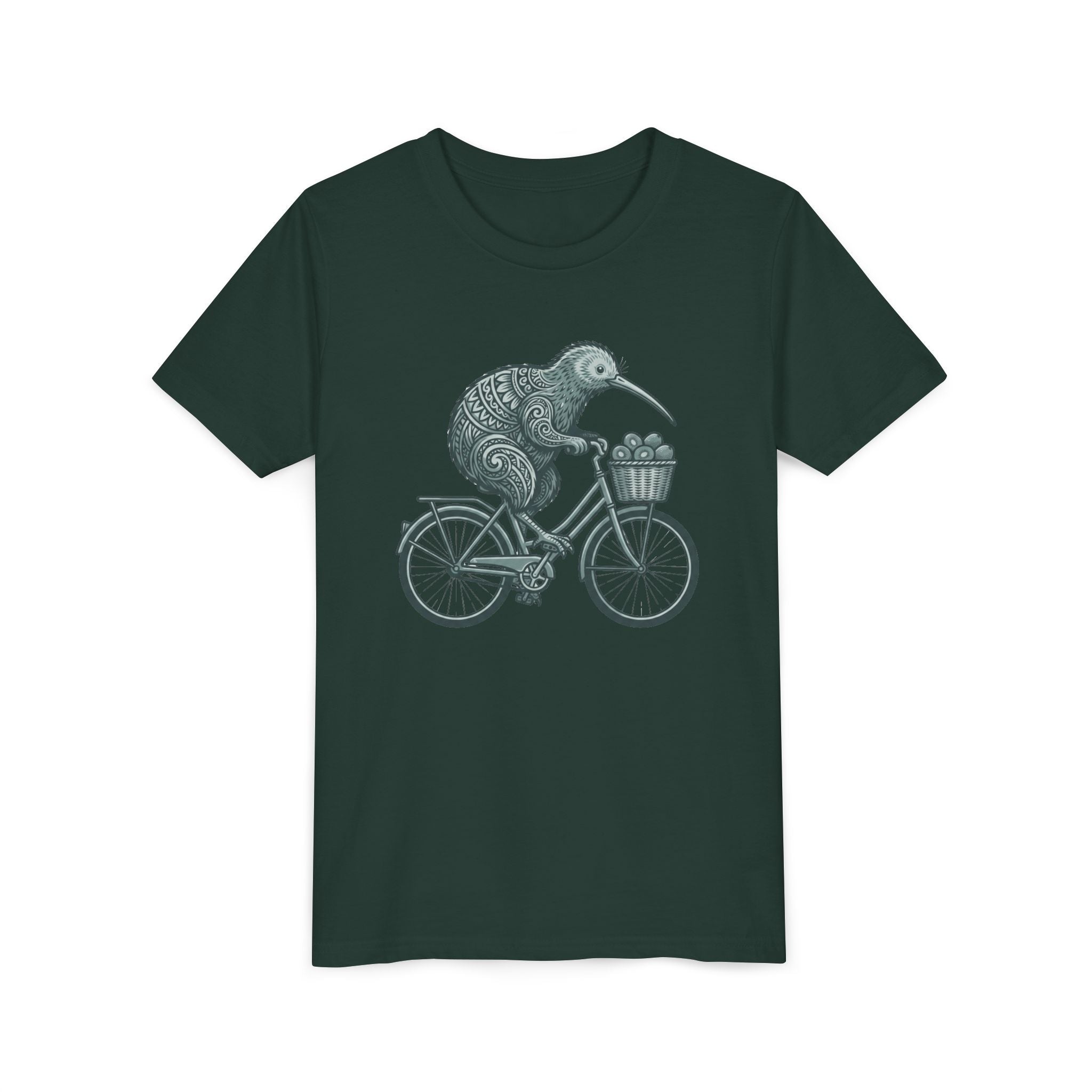 Kids Kiwi Bird Bicycle T‑Shirt – Cute Animal Cycling Graphic Tee for Children