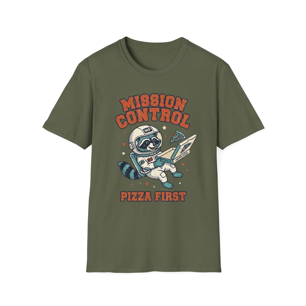 Mission Control Pizza First Raccoon T + Adult Size