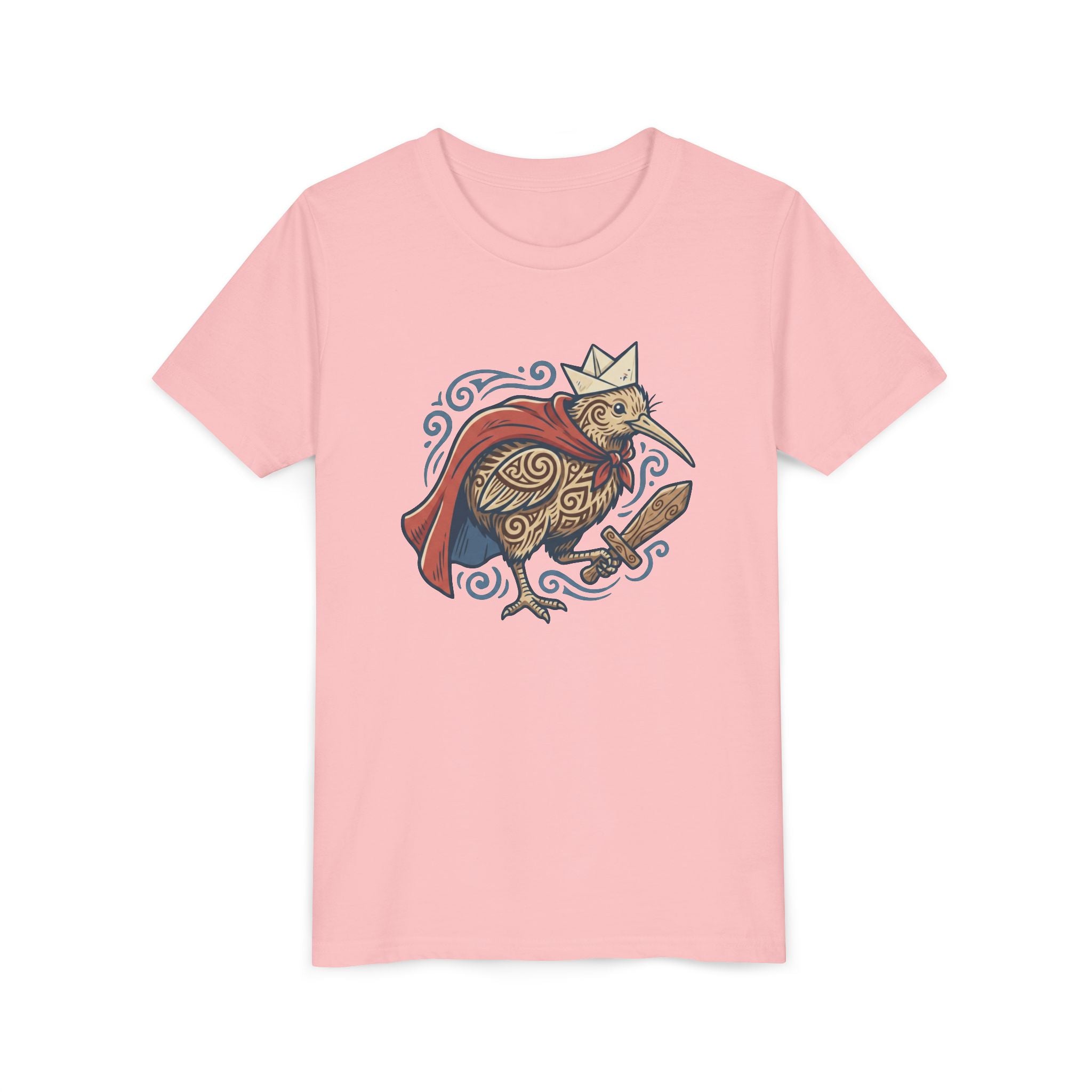 Royal Kiwi Youth T‑Shirt — Crowned Kiwi with Cape Kids Tee