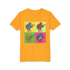 Youth Tee — Pop Art Kiwi Bird Playing Guitar Graphic