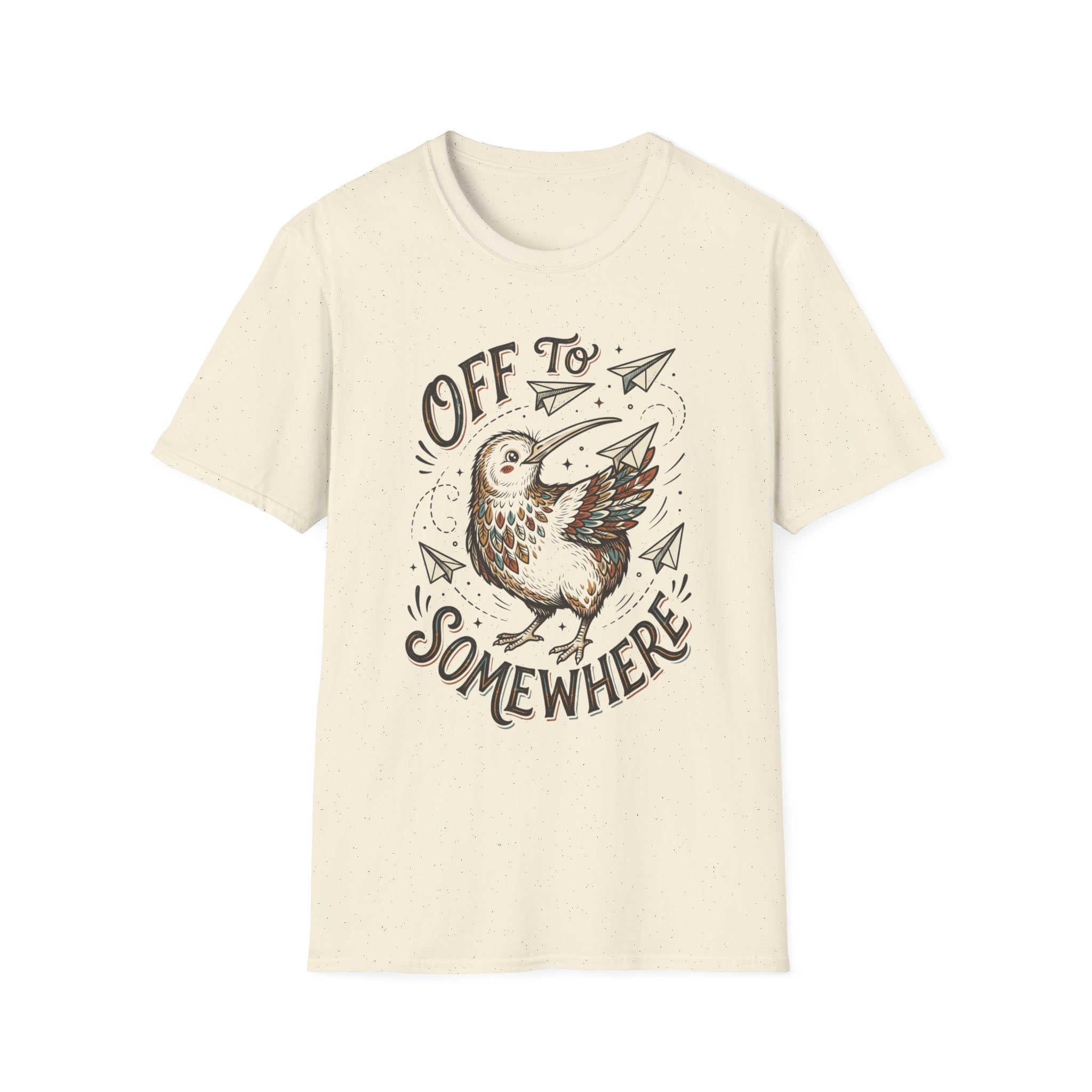 Off To Somewhere Kiwi Paper Airplane T + Adult Size