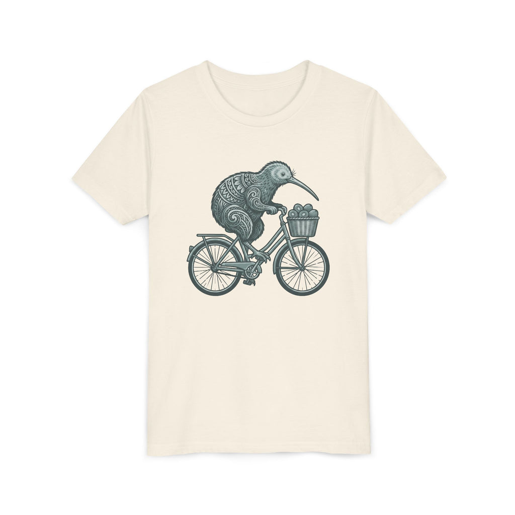 Kids Kiwi Bird Bicycle T‑Shirt – Cute Animal Cycling Graphic Tee for Children