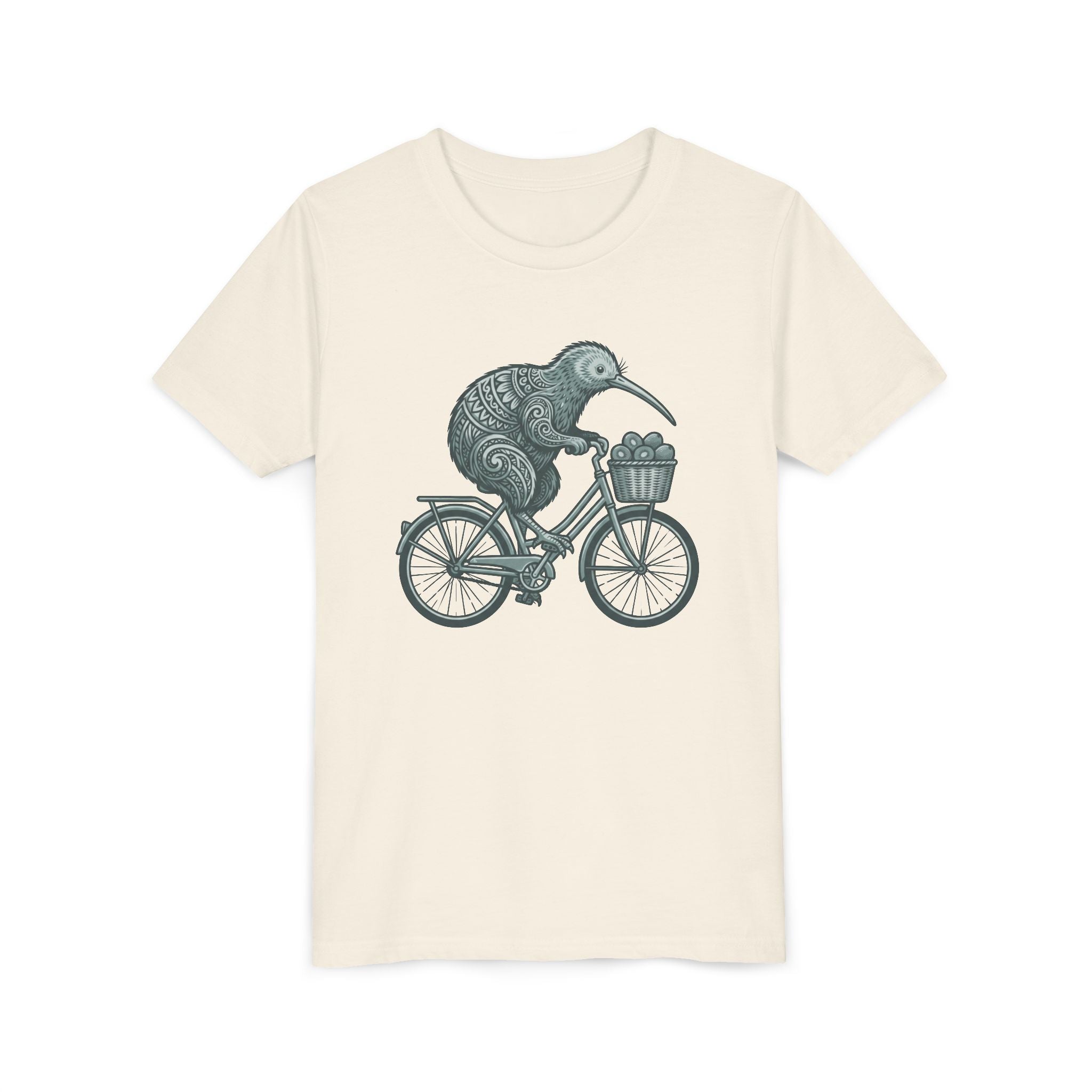 Kids Kiwi Bird Bicycle T‑Shirt – Cute Animal Cycling Graphic Tee for Children