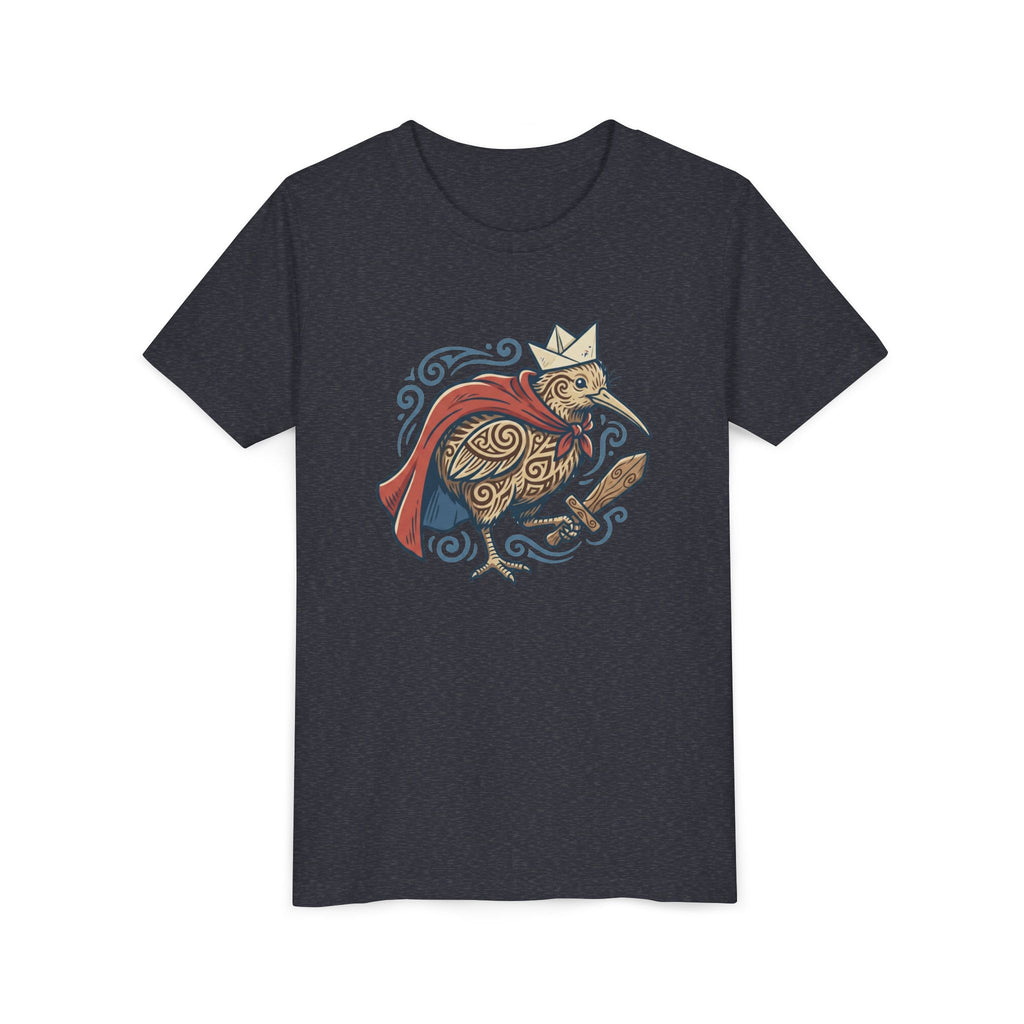 Royal Kiwi Youth T‑Shirt — Crowned Kiwi with Cape Kids Tee