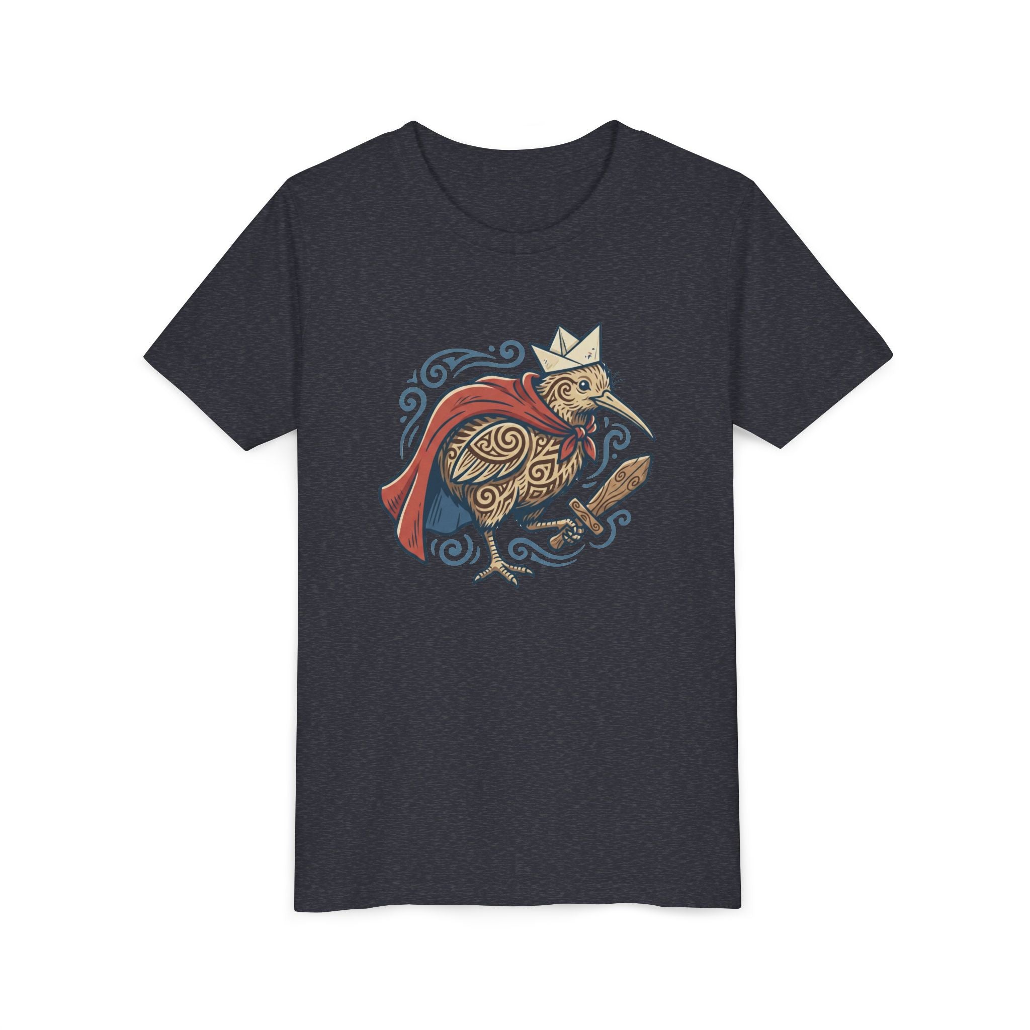 Royal Kiwi Youth T‑Shirt — Crowned Kiwi with Cape Kids Tee