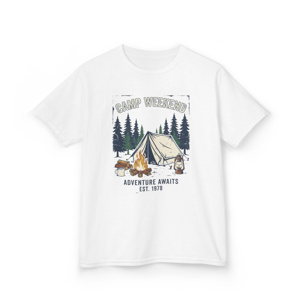 "Camp Weekend: Adventure Awaits" Kids Graphic Tee