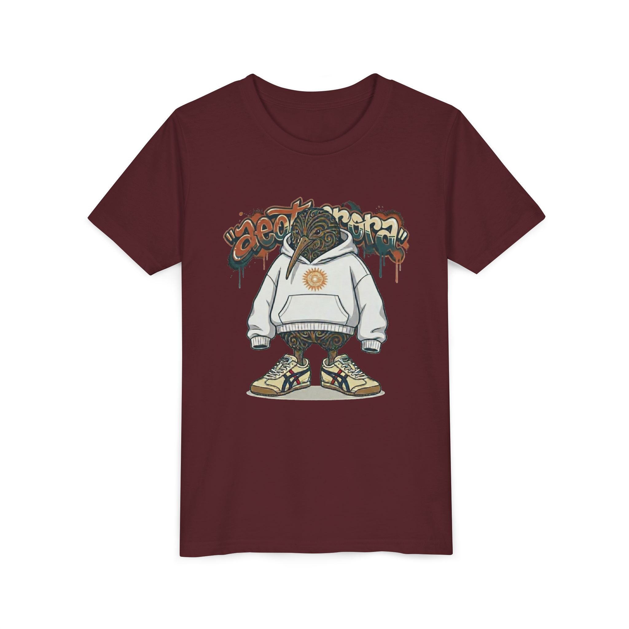 Youth Tee — Streetwear Kiwi Graphic "Aeotearora" Hoodie-Style Design