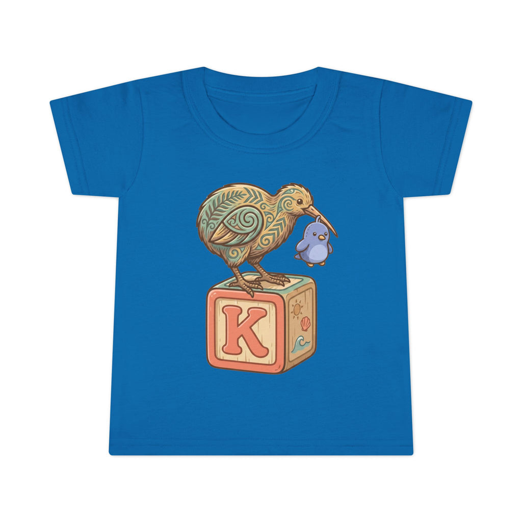 Toddler T-Shirt — Kiwi Bird on Block "K" Cute Baby Animal Tee