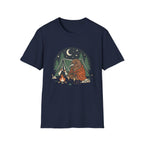 Camping Kiwi T-Shirt — Cute Kiwi Bird by Campfire Night Sky Tee