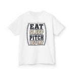 Kids Tee — "Eat Sleep Pitch Repeat" Baseball Shirt
