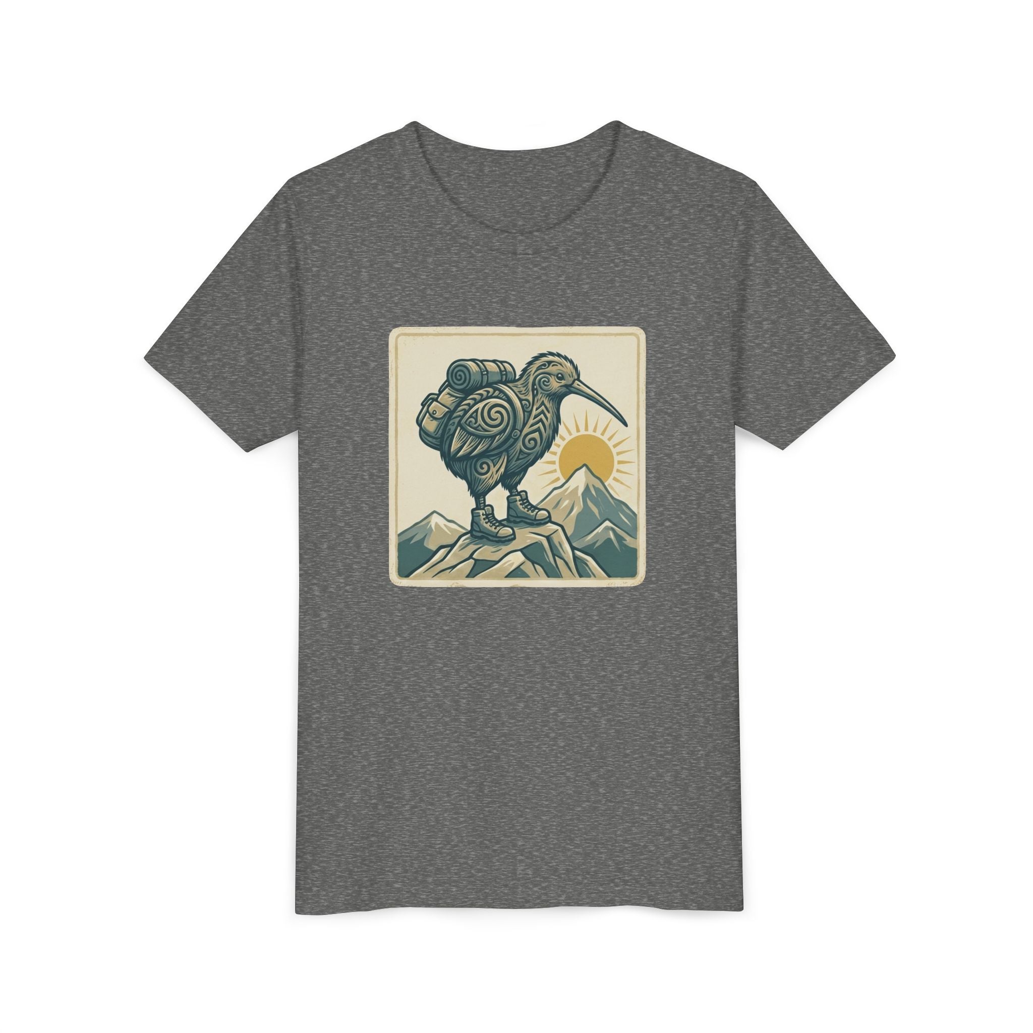 Youth Tee — Kiwi Bird on Mountains Graphic Shirt