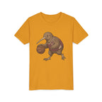 Kids Kiwi Basketball T‑Shirt — Cute Kiwi Bird Dribbling Graphic Tee