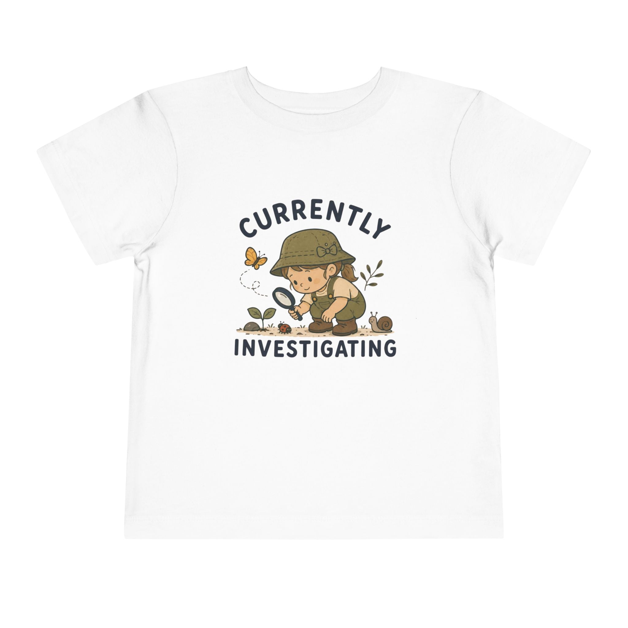 "Currently Investigating" Little Girl Explorer Shirt