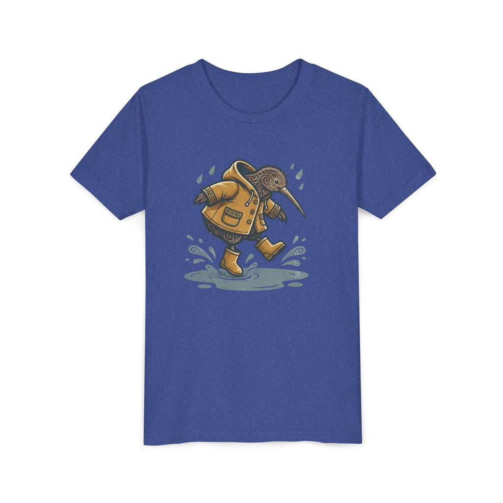 Youth T‑Shirt — Cute Kiwi Bird in Raincoat Splash Design