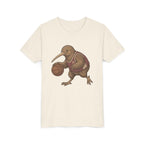 Kids Kiwi Basketball T‑Shirt — Cute Kiwi Bird Dribbling Graphic Tee