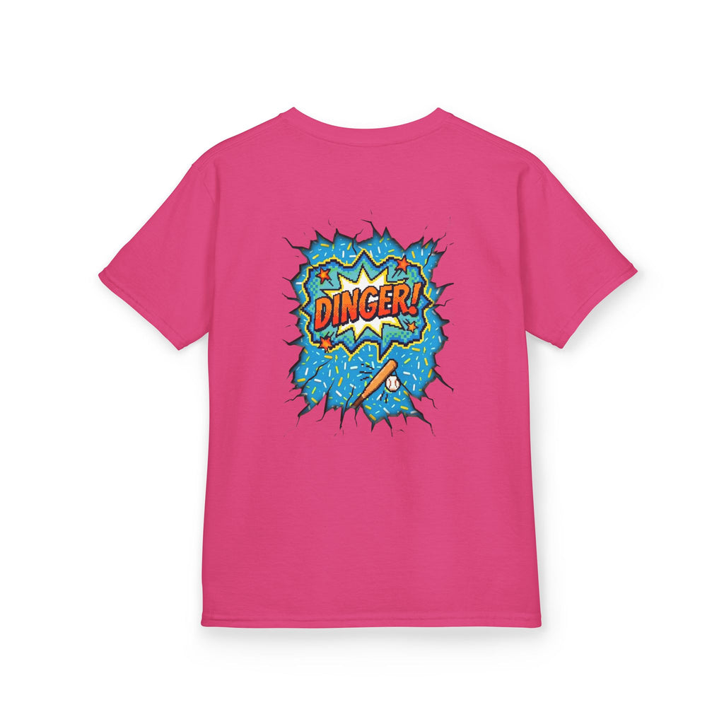"Dinger!" Pixel Art Baseball T-Shirt – Double-Sided Sports Graphic Tee