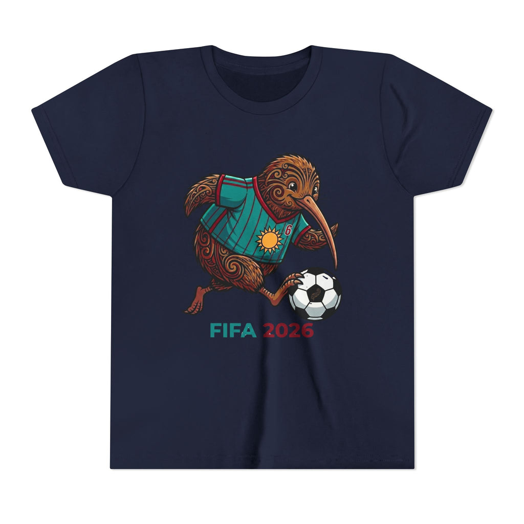 Youth Kiwi Soccer Tee – 'FIFA 2026' Football FIFA 2026 Kiwi Soccer Player T-Shirt, Funny Football Bird Graphic Tee, Unique New Zealand Sports