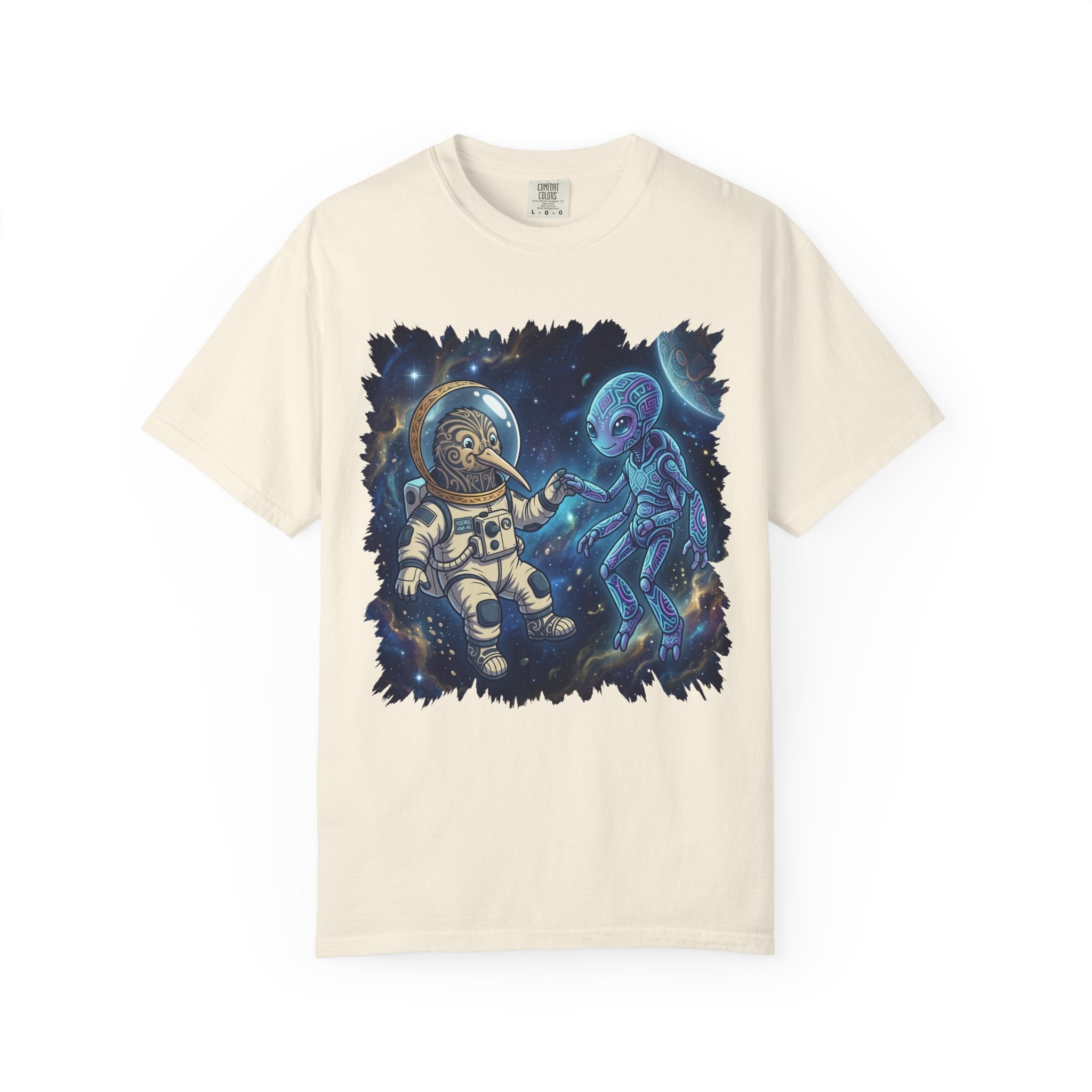 Astronaut & Alien Friendship Tee — Space Adventure Graphic T-Shirt