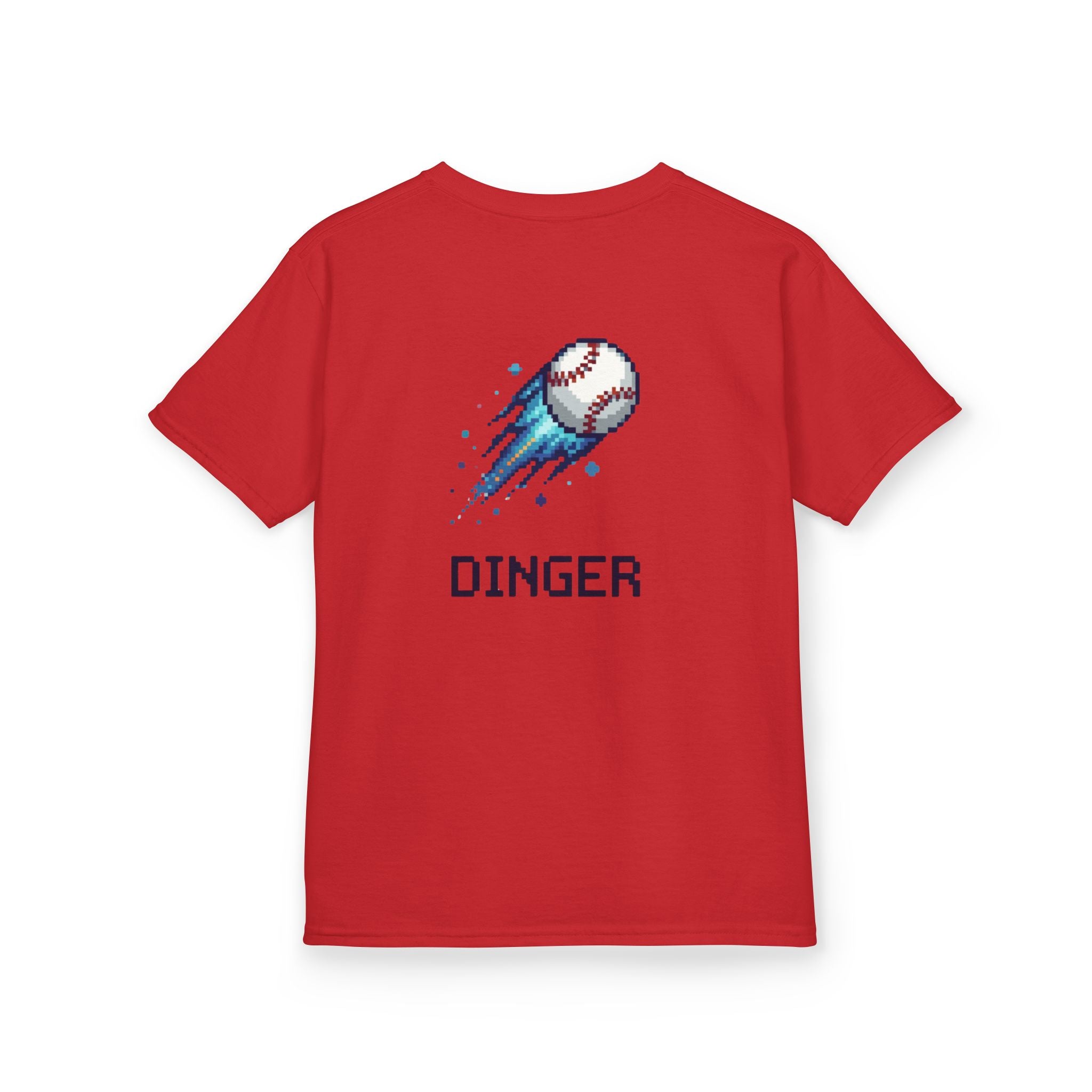 "Dinger" Pixel Art Baseball T-Shirt – Retro Gamer Baseball Tee
