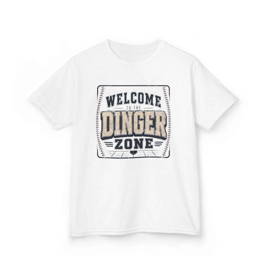 "Welcome to the Dinger Zone" Baseball Tee for Young Players & Fans