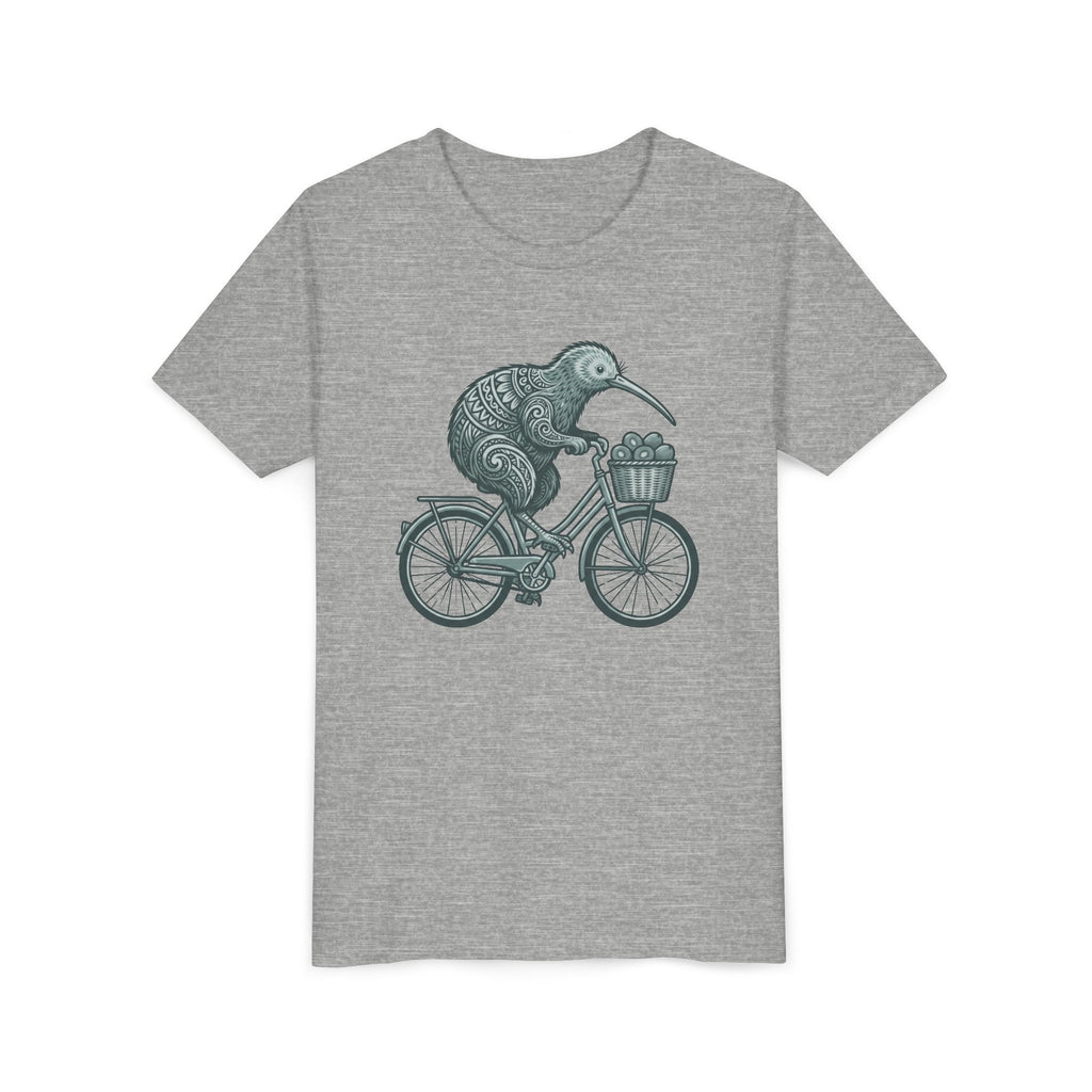 Kids Kiwi Bird Bicycle T‑Shirt – Cute Animal Cycling Graphic Tee for Children