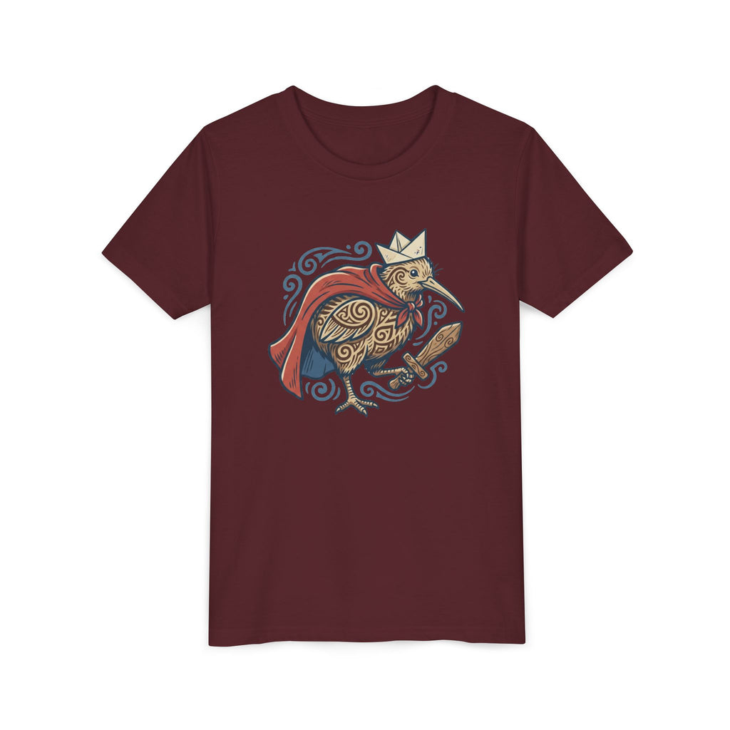 Royal Kiwi Youth T‑Shirt — Crowned Kiwi with Cape Kids Tee