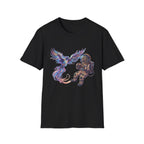 Astronaut & Cosmic Phoenix T-Shirt — Spacey Surreal Graphic Tee