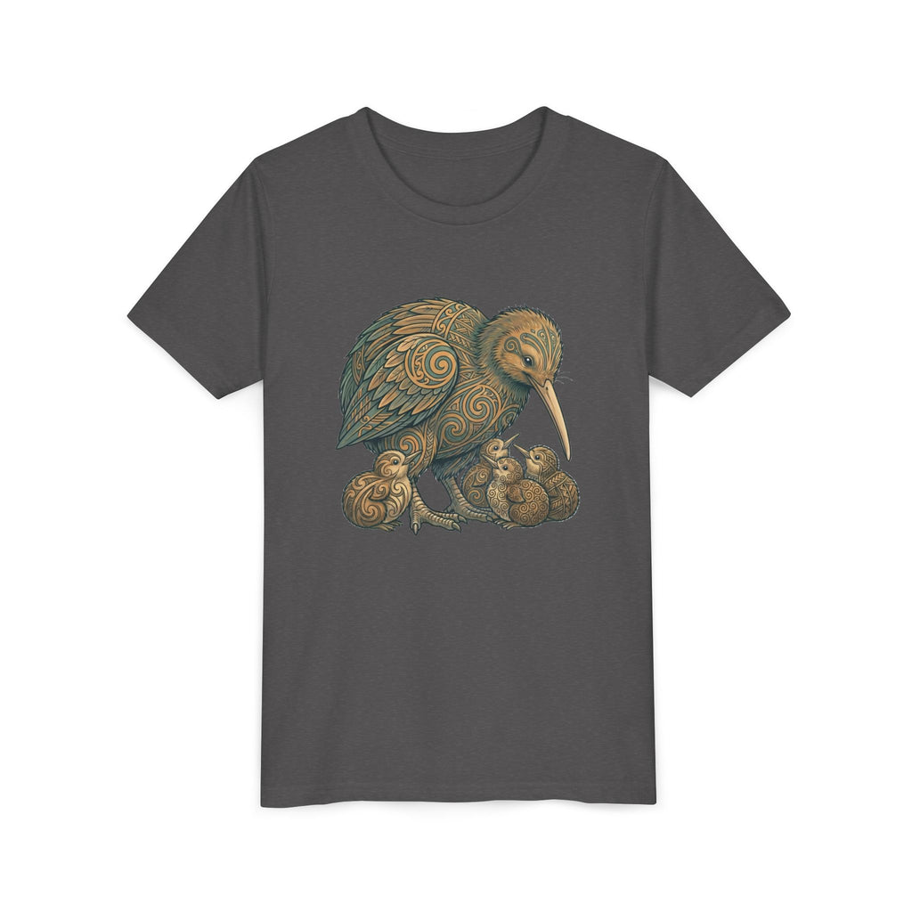 Kiwi Bird Momma & Babies Kids T‑Shirt — Whimsical Kiwi & Chicks Youth Tee