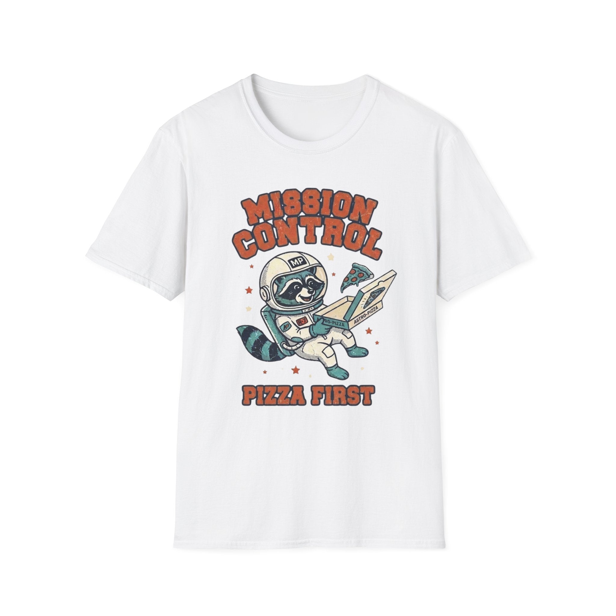 Mission Control Pizza First Raccoon T + Adult Size