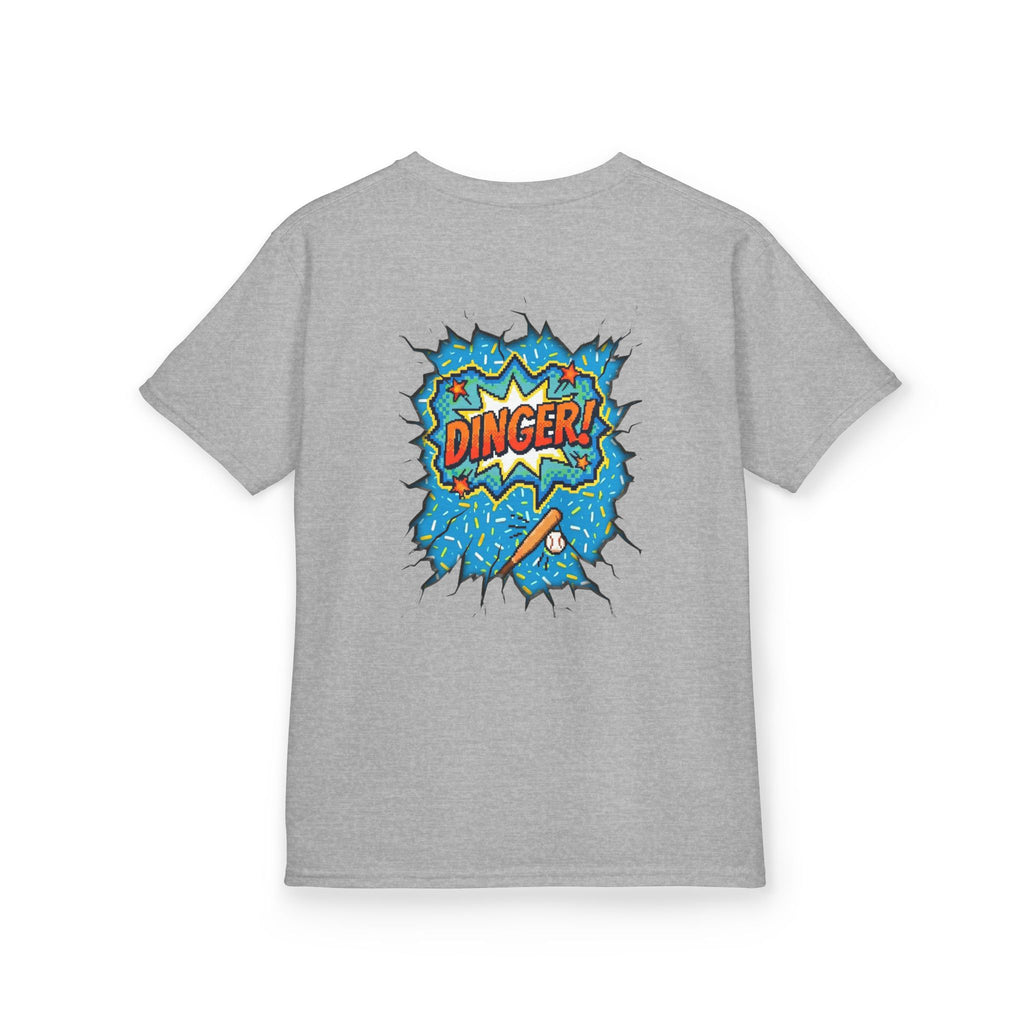 "Dinger!" Pixel Art Baseball T-Shirt – Double-Sided Sports Graphic Tee