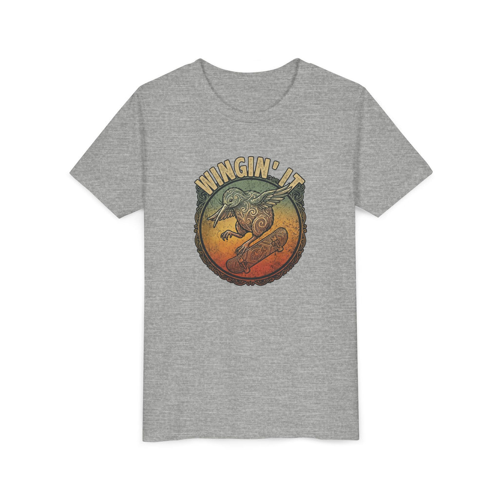 Youth Skateboard T‑Shirt - "Wingin' it" Retro Kiwi Skate Design