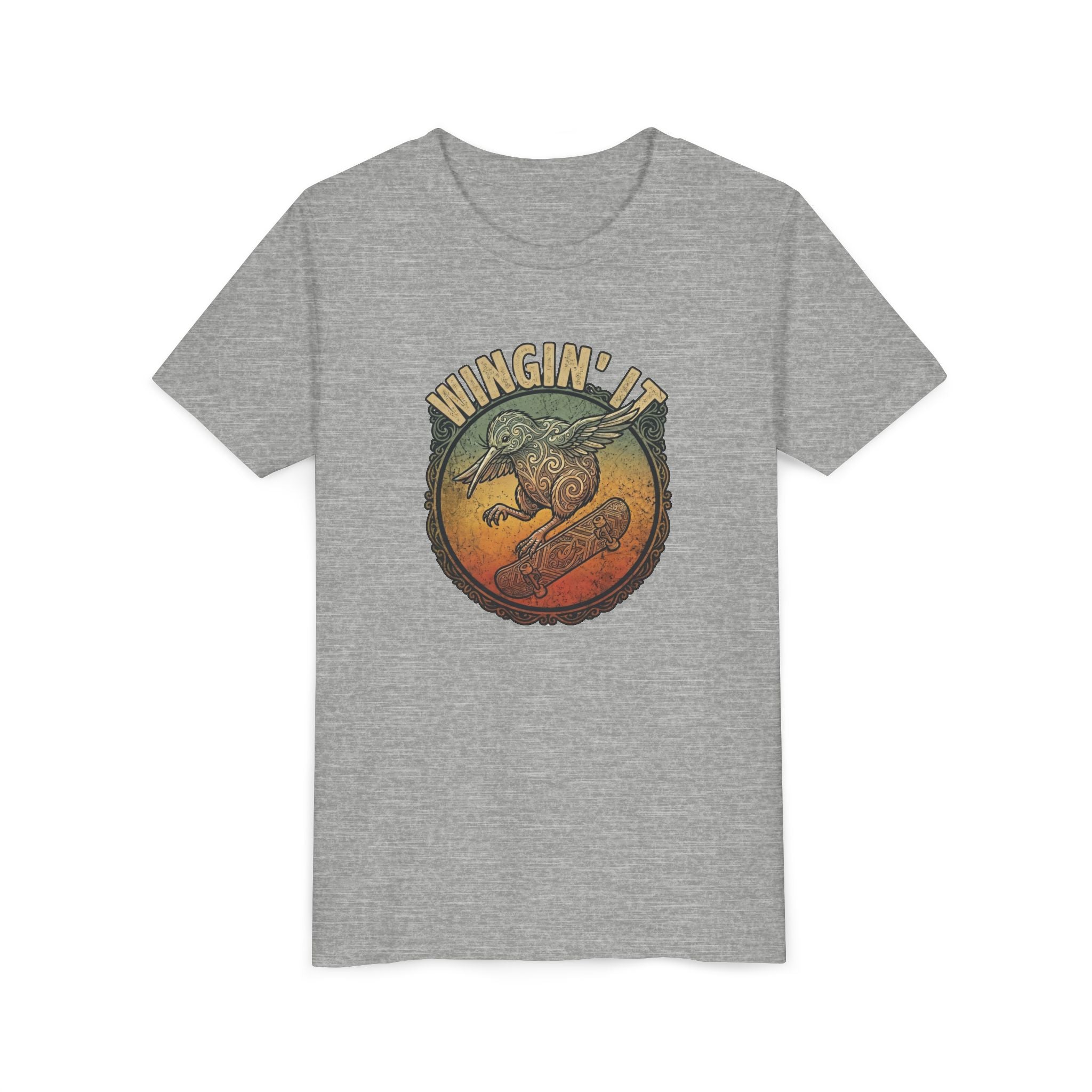 Youth Skateboard T‑Shirt - "Wingin' it" Retro Kiwi Skate Design
