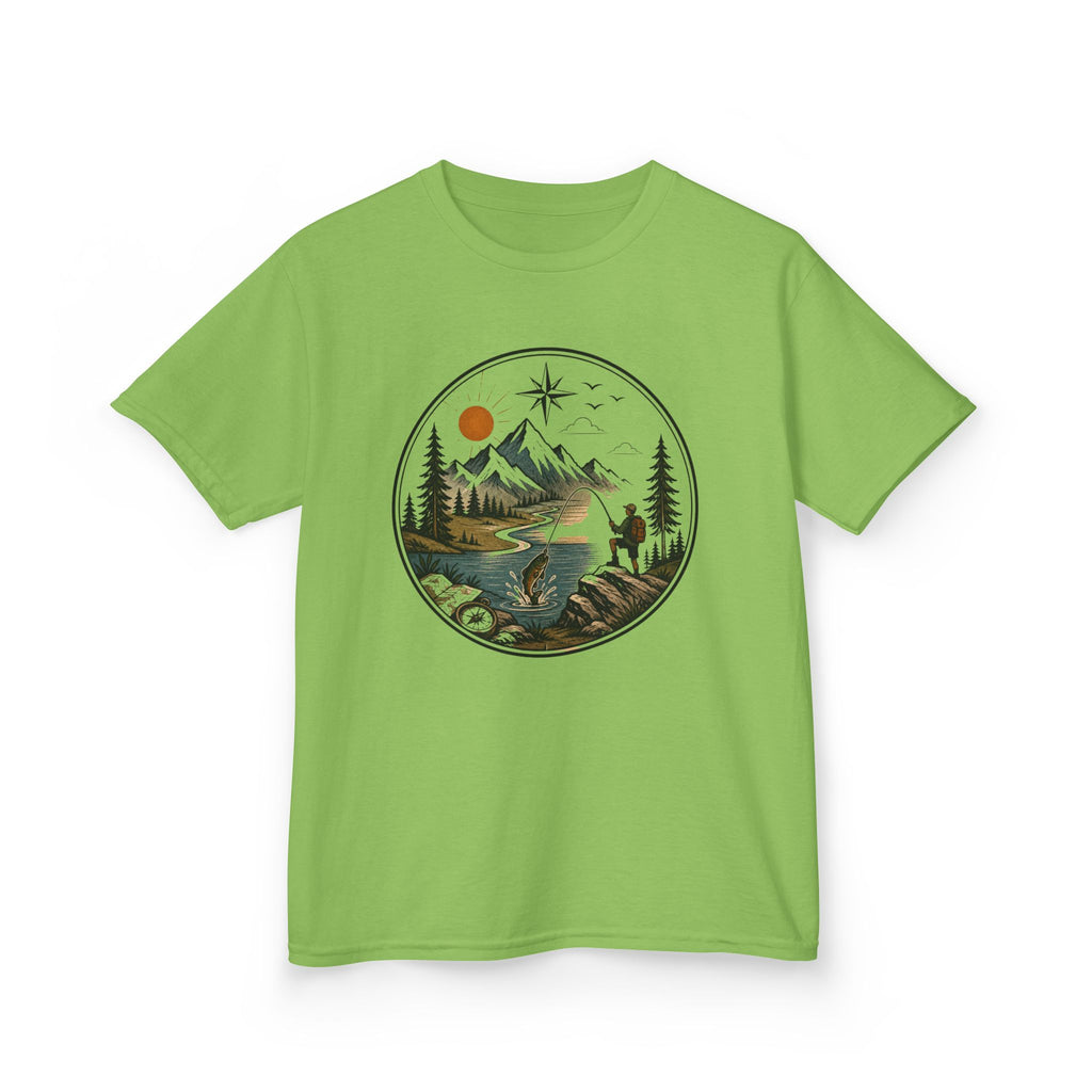 Kids Adventure Tee — Mountain River Fishing Graphic