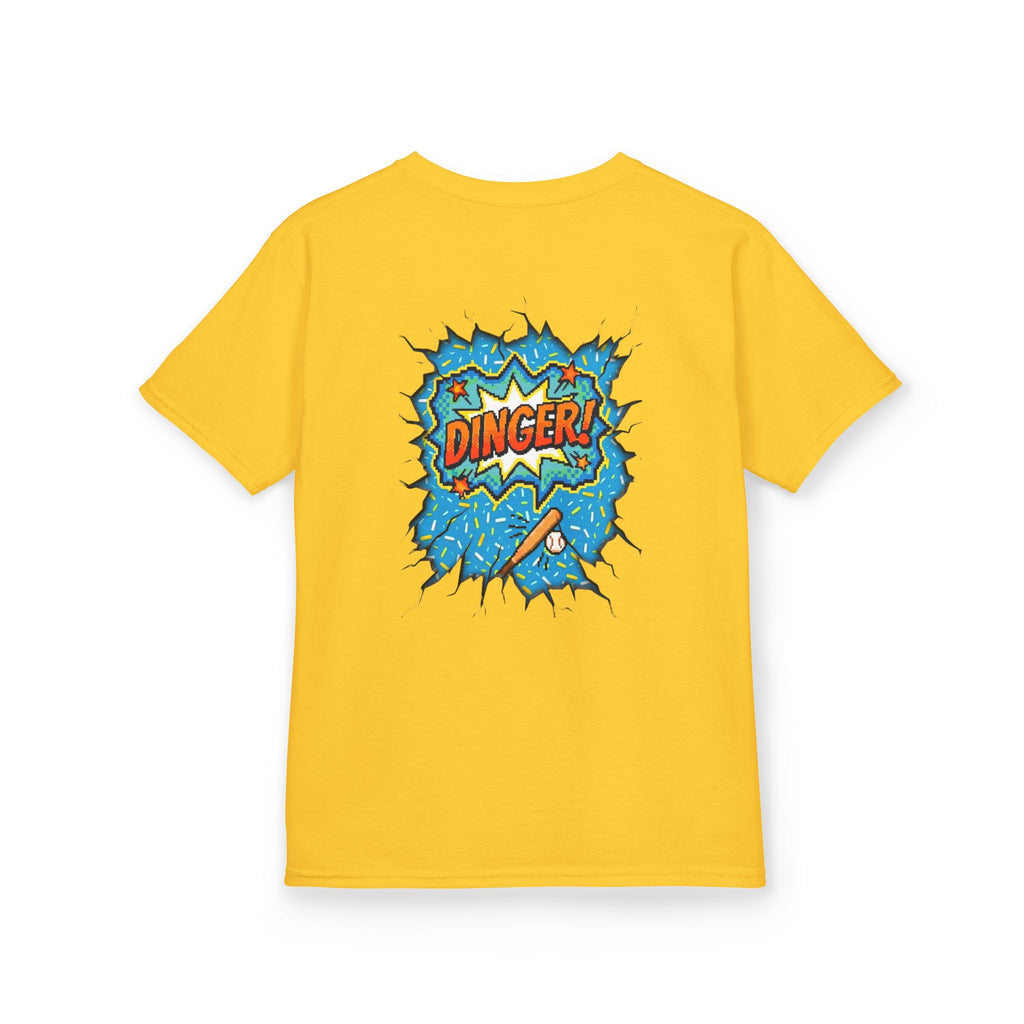"Dinger!" Pixel Art Baseball T-Shirt – Double-Sided Sports Graphic Tee