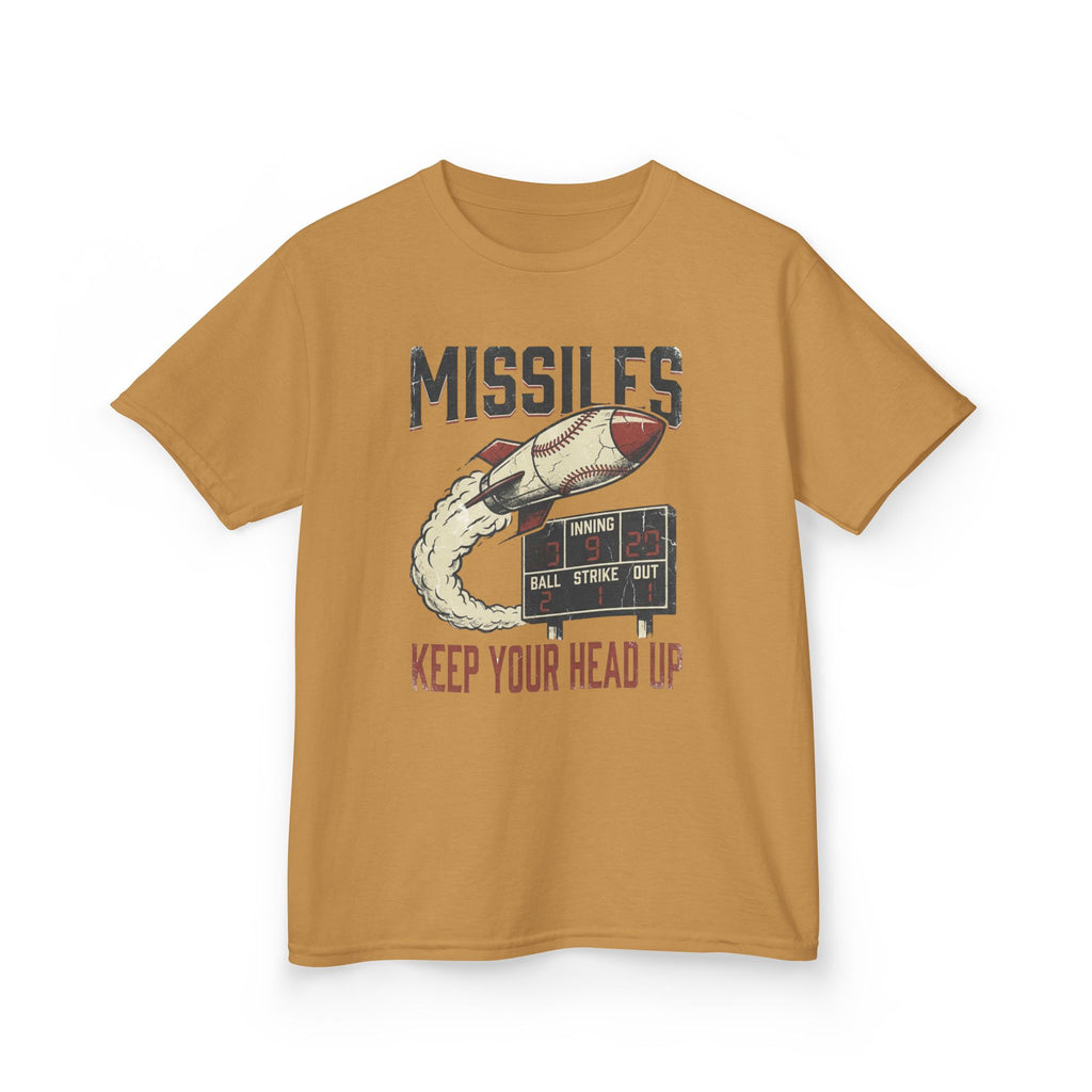 'Missiles Keep Your Head Up' Kids Retro Rocket Graphic