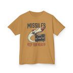 'Missiles Keep Your Head Up' Kids Retro Rocket Graphic