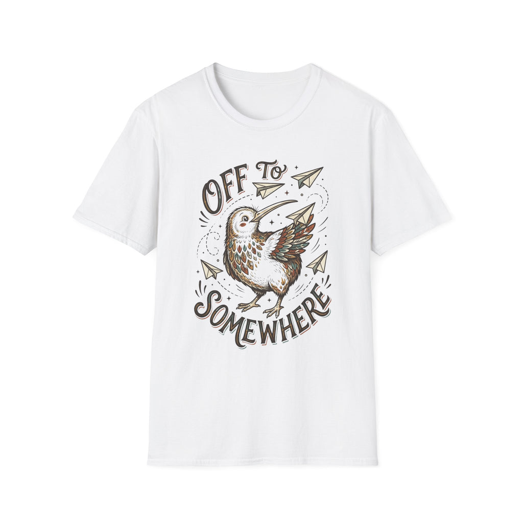 Off To Somewhere Kiwi Paper Airplane T + Adult Size