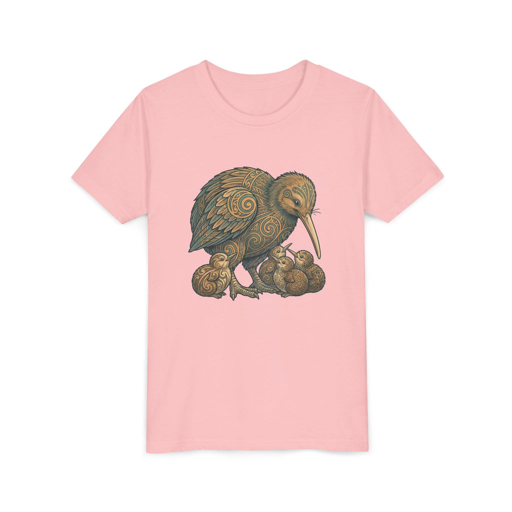 Kiwi Bird Momma & Babies Kids T‑Shirt — Whimsical Kiwi & Chicks Youth Tee