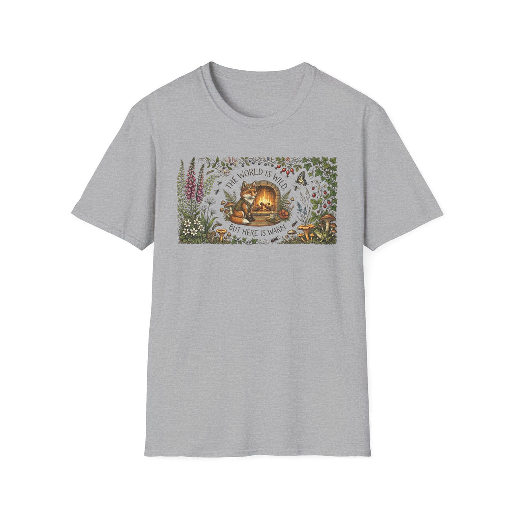 "The World Is Wild But Here Is Warm" Cozy Forest Fox Tee