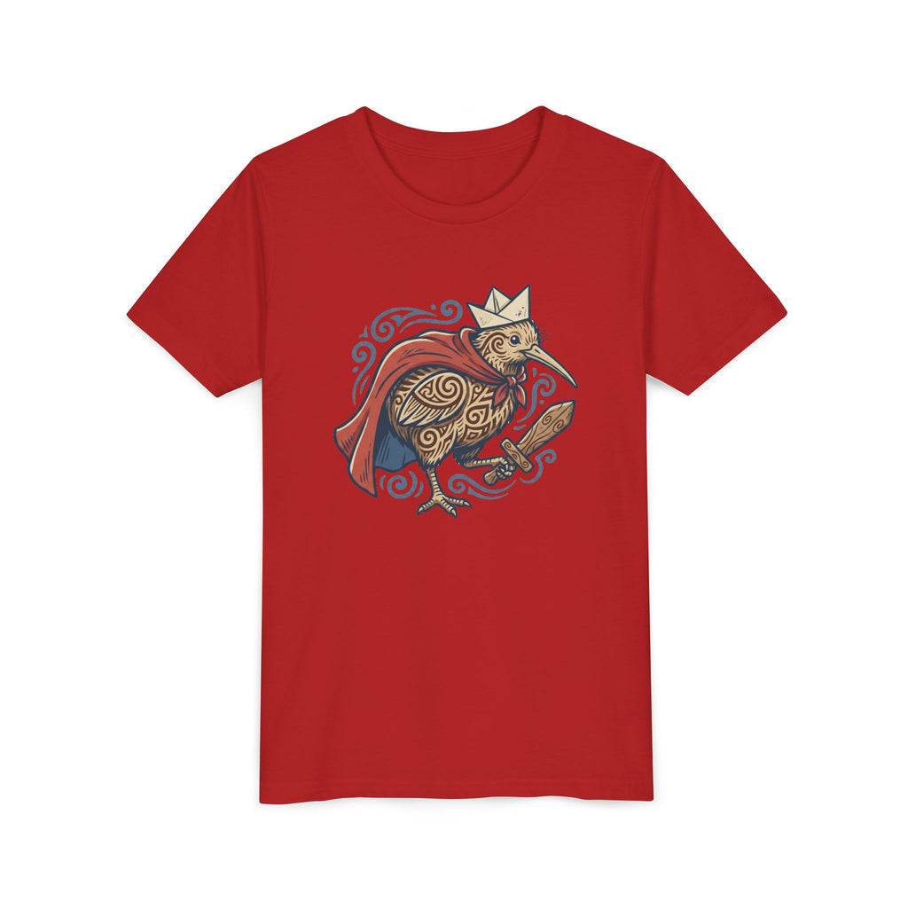 Royal Kiwi Youth T‑Shirt — Crowned Kiwi with Cape Kids Tee