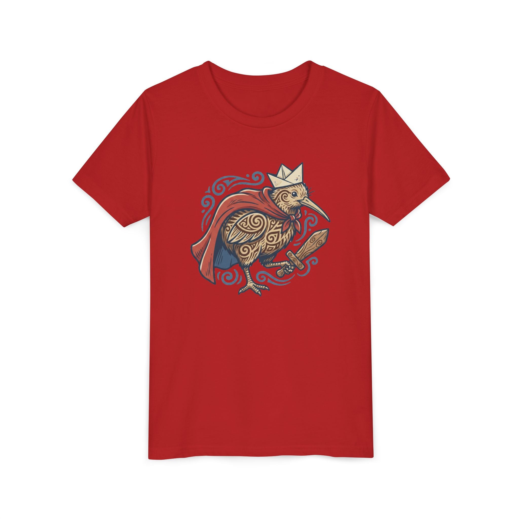 Royal Kiwi Youth T‑Shirt — Crowned Kiwi with Cape Kids Tee