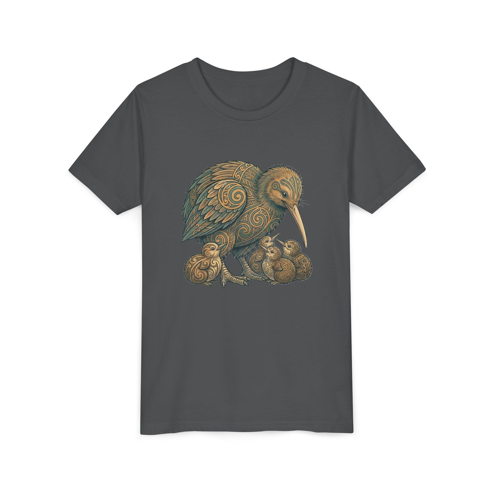 Kiwi Bird Momma & Babies Kids T‑Shirt — Whimsical Kiwi & Chicks Youth Tee