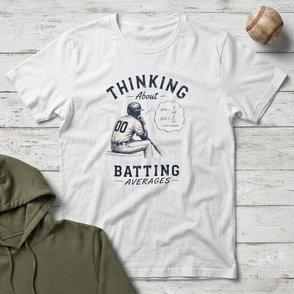 "Thinking About Batting Averages" Retro Baseball Tee