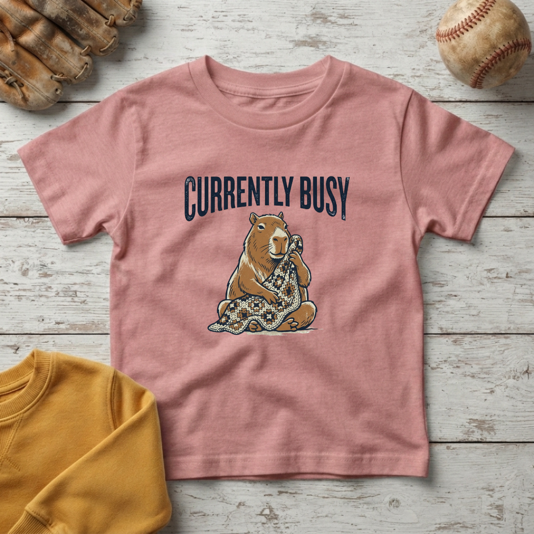"Currently Busy" Capybara Cuddling Crochet Blanket +Toddler Size