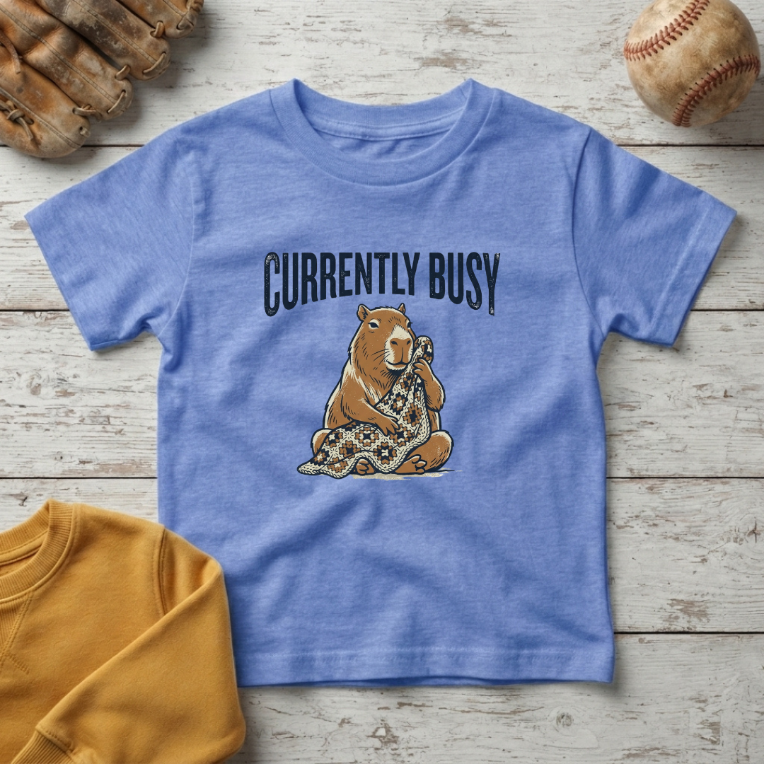 "Currently Busy" Capybara Cuddling Crochet Blanket +Toddler Size