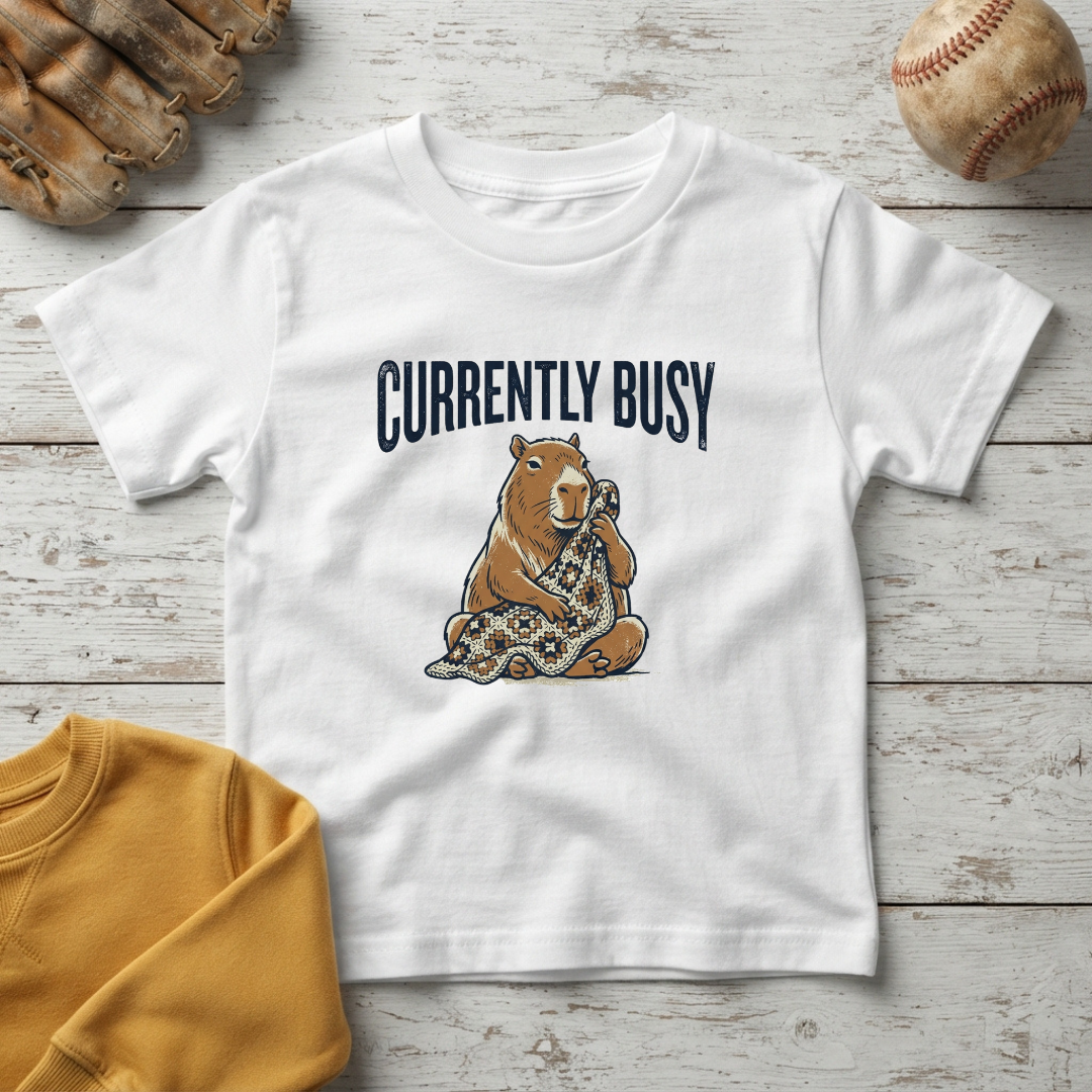 "Currently Busy" Capybara Cuddling Crochet Blanket +Toddler Size