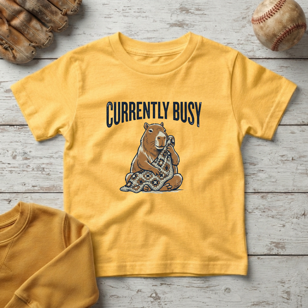 "Currently Busy" Capybara Cuddling Crochet Blanket +Toddler Size